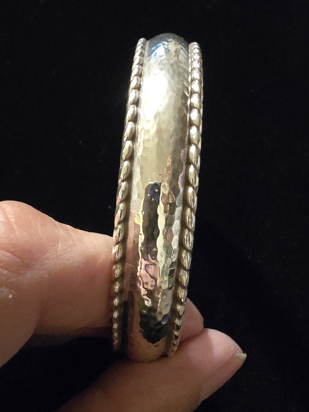 Brighton Silver-Tone Hammered Bangle with Rope Edge